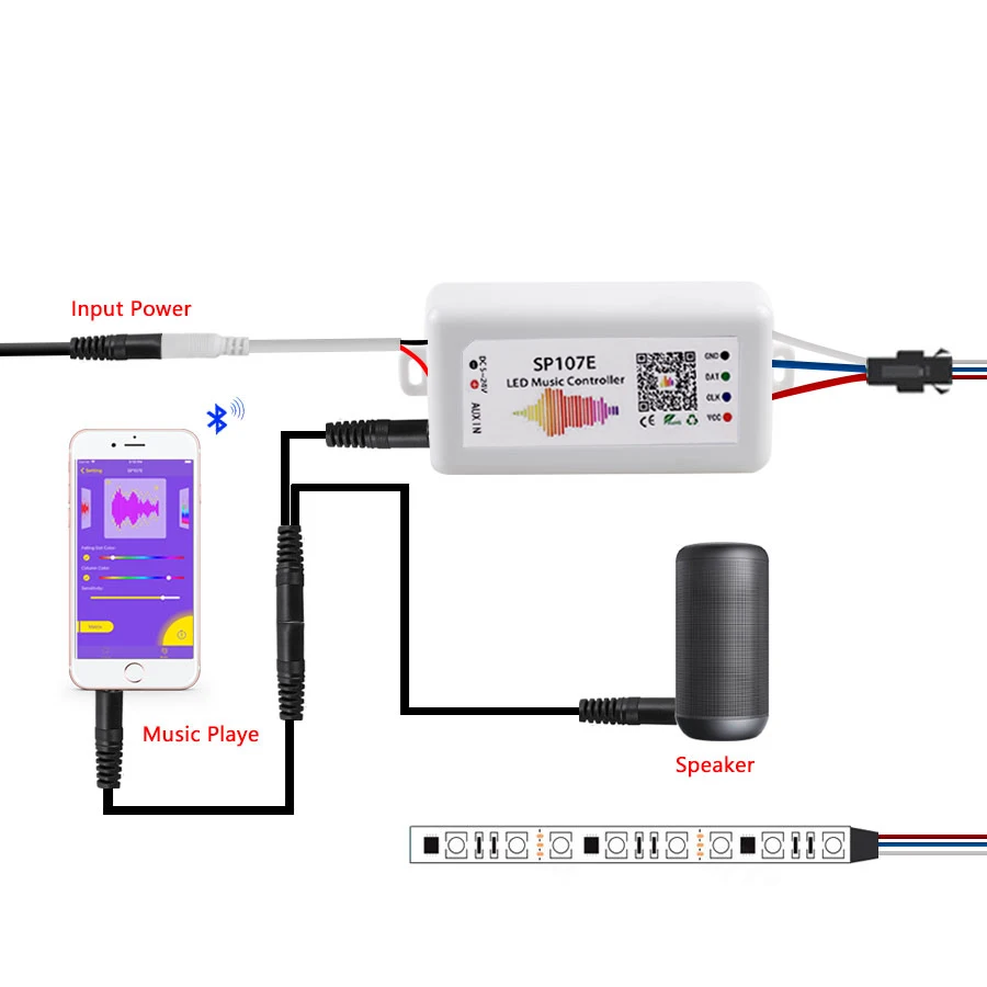 Светодиодный Bluetooth-контроллер SP107E полноцветная светодиодная лента RGB с