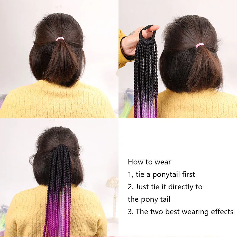 

MANWEI boxing braids Crochet braids 24 inch 12 Roots/pack Synthetic Braiding Hair for Women grey,blue,pink,bro