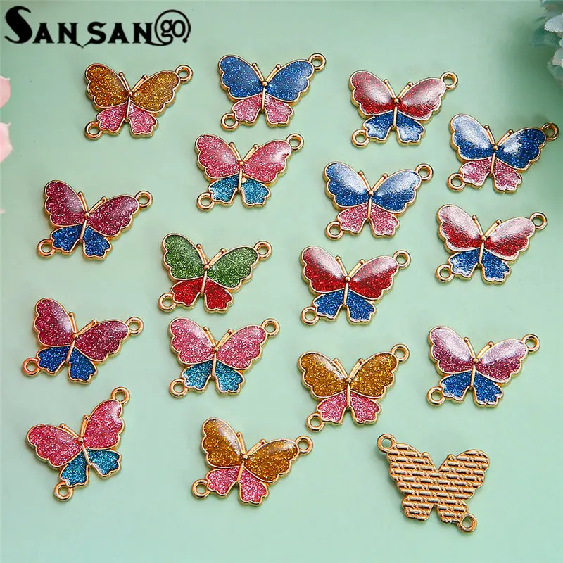 

10pcs/lot Mixed Shiny Butterfly Charms Pendant Connectors DIY Bracelet Necklace For Jewelry Making Accessories