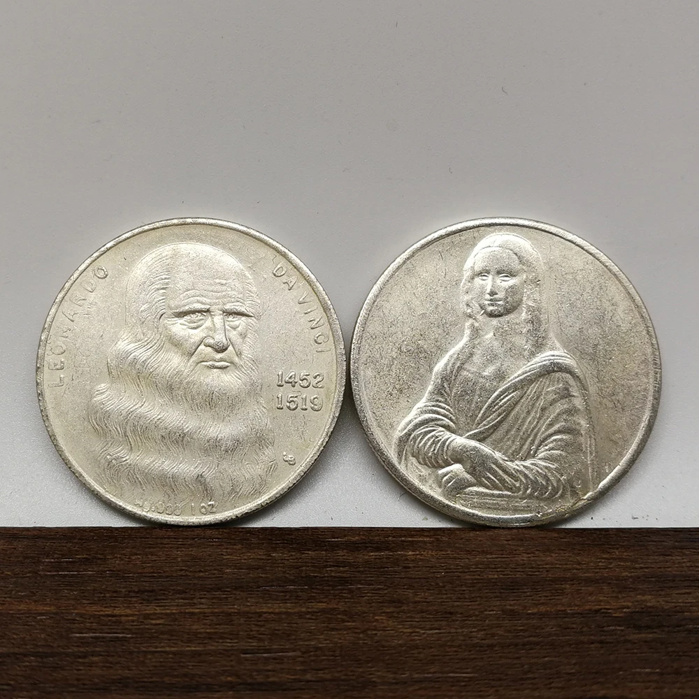 2pcs Set Редкая Улыбка Моны Лизы Антикварные Монеты да Винчи художественная копия монеты - Цвет: 2pcs Set