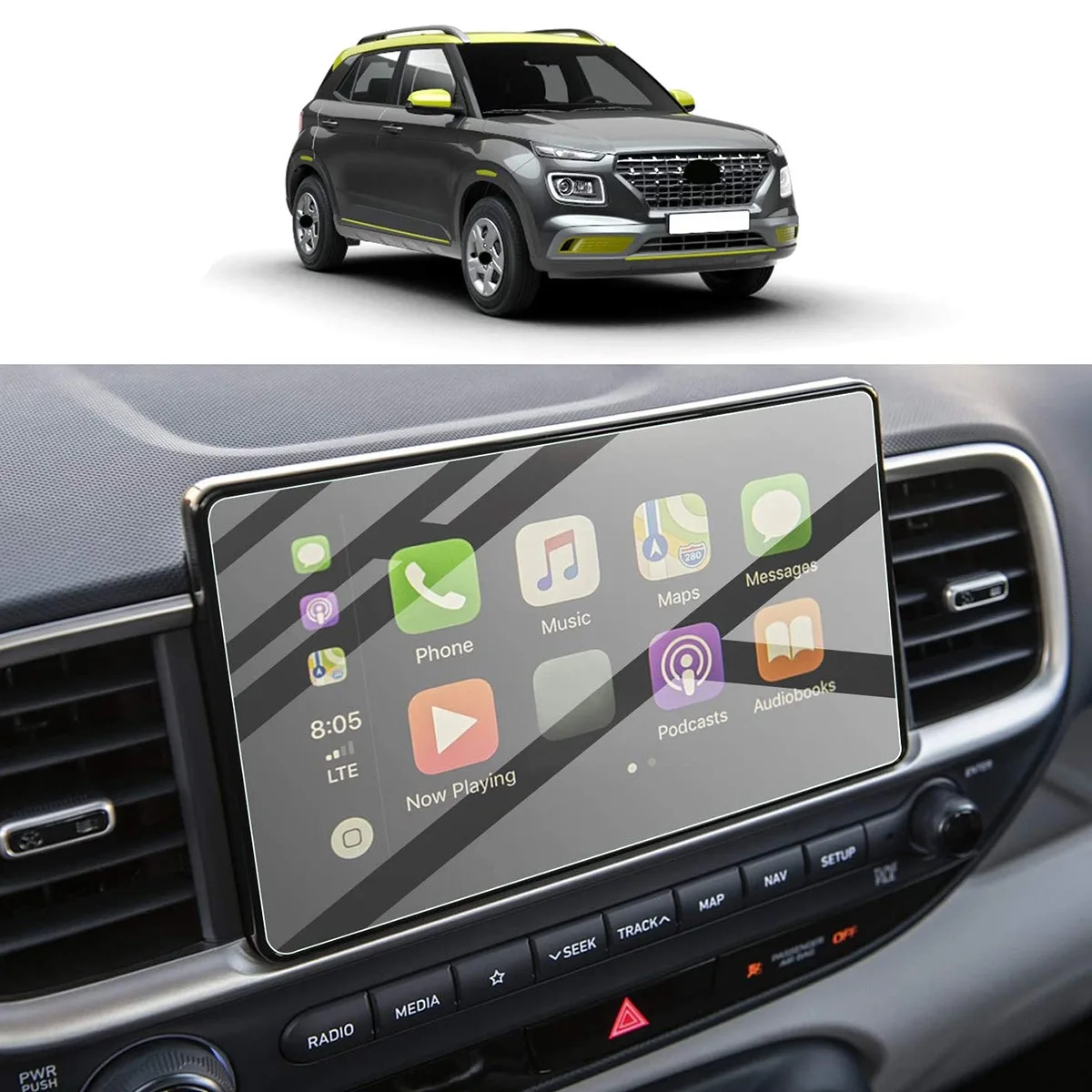 

Для Hyundai Venue 2020 2021 автомобильное центральное управление GPS навигация Сенсорный экран протектор дисплей Закаленное стекло пленка