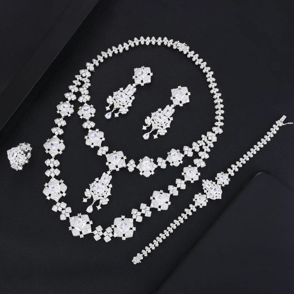 

KellyBola набор украшений для женщин, роскошные модные ювелирные изделия, Свадебные обручальные циркониевые комплекты из 4 предметов, изысканны...