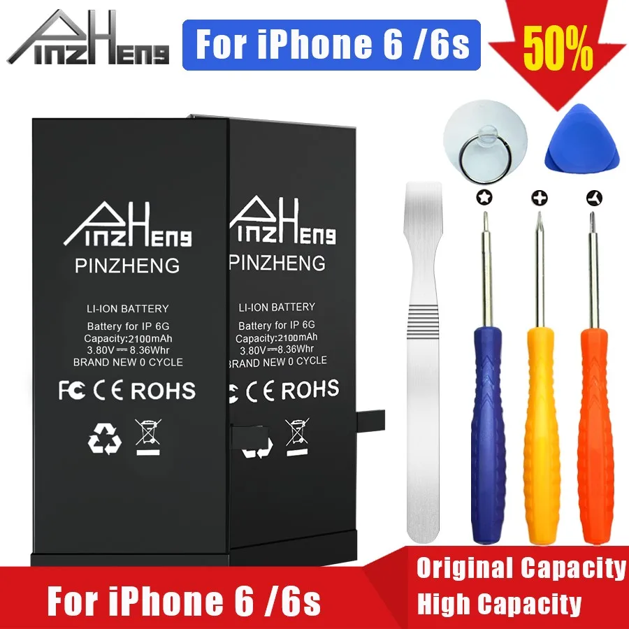 PINZHENG аккумулятор большой емкости для iPhone 6 6S 4 сменный аккумулятор 0 цикл батарея для iPhone 6 6S с набором инструментов