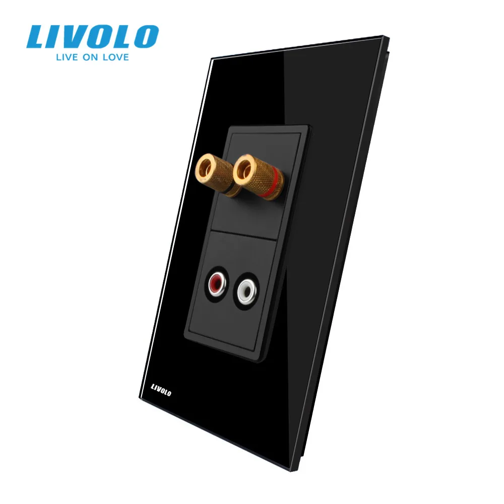 Розетка Livolo стандарта США для спутникового ТВ HDMI com tel видеовилки черное