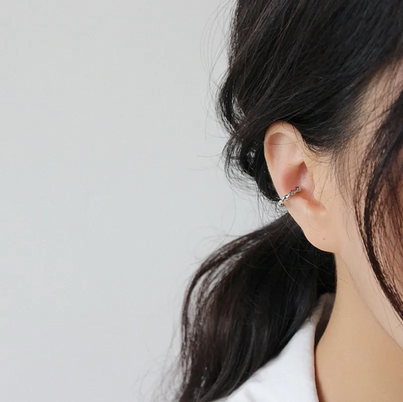 Trendy 925 Sterling Silver Ear Cuff Korean Fashion Twist S925 Clip on Earrings Without Piercing Fine Jewelry | Украшения и
