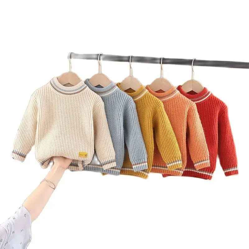 

VIDMID Autumn and winter new children's sweater boys thickened sweaters bottom Sweaters baby kids girls cotton tops P5172