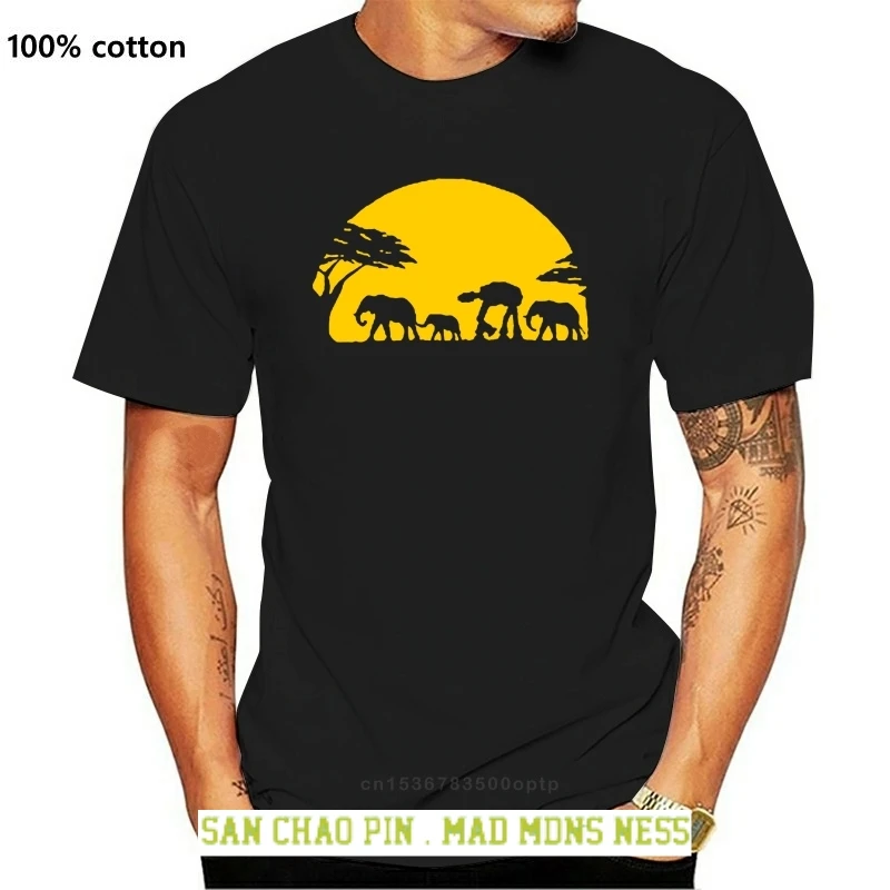 

T Shirt Men Loose Size Tshirt Mens Adult Elephants And Walker Across African Safari T-shirt Tee