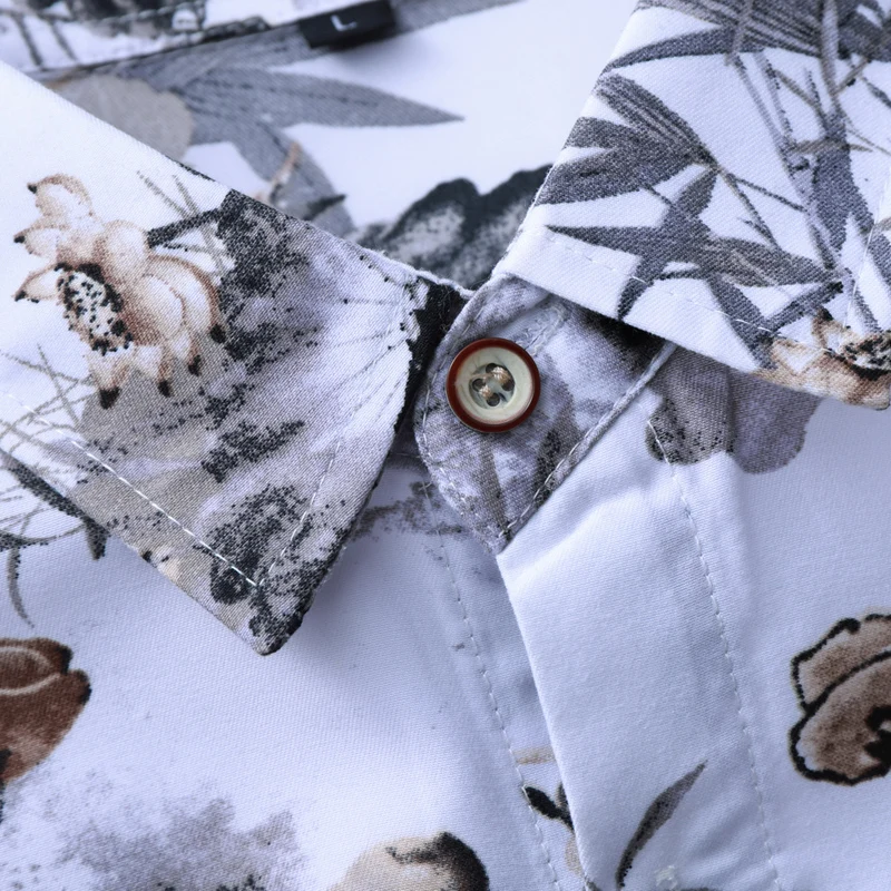 

Men'S Fashions 2021 Autumn Spring Clothes Shirt Long Sleeves Big Size M-5XL 6XL 7XL Hawaiian Beach Casual Floral Shirt For Man