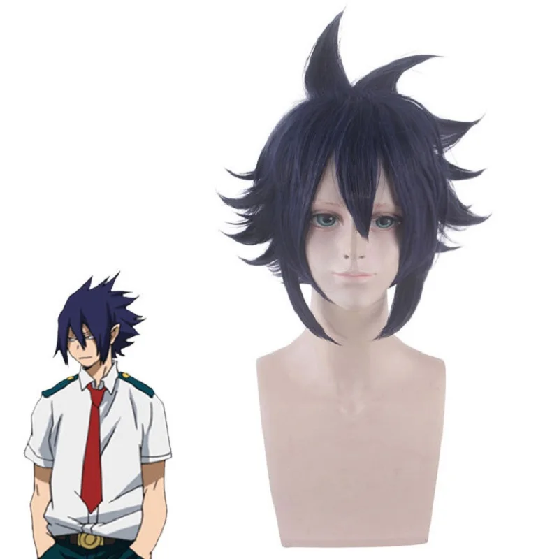 

My Hero Academia Amajiki Tamaki Cosplay Wig Boku no Hiro Akademia 35cm Short blue purple Synthetic Hair Halloween party Costume