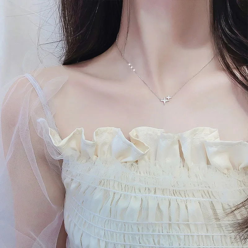 

2021 Summer New Style Minimalist Alloy Necklace Collares Para Mujer Flash Drill Fashion Jewellery Party Birthday Present For Her