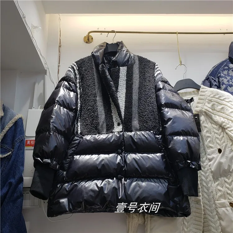 2019 зимняя женская парка новинка комбинированное цветное контрастное пальто из