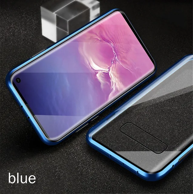blue 360 Полный Чехол передняя металлическая рамка+ Задняя стеклянная Магнитная откидная крышка чехол для samsung Galaxy A20 A30 A50 A70 чехол на 30 70 50 a20 - Цвет: blue