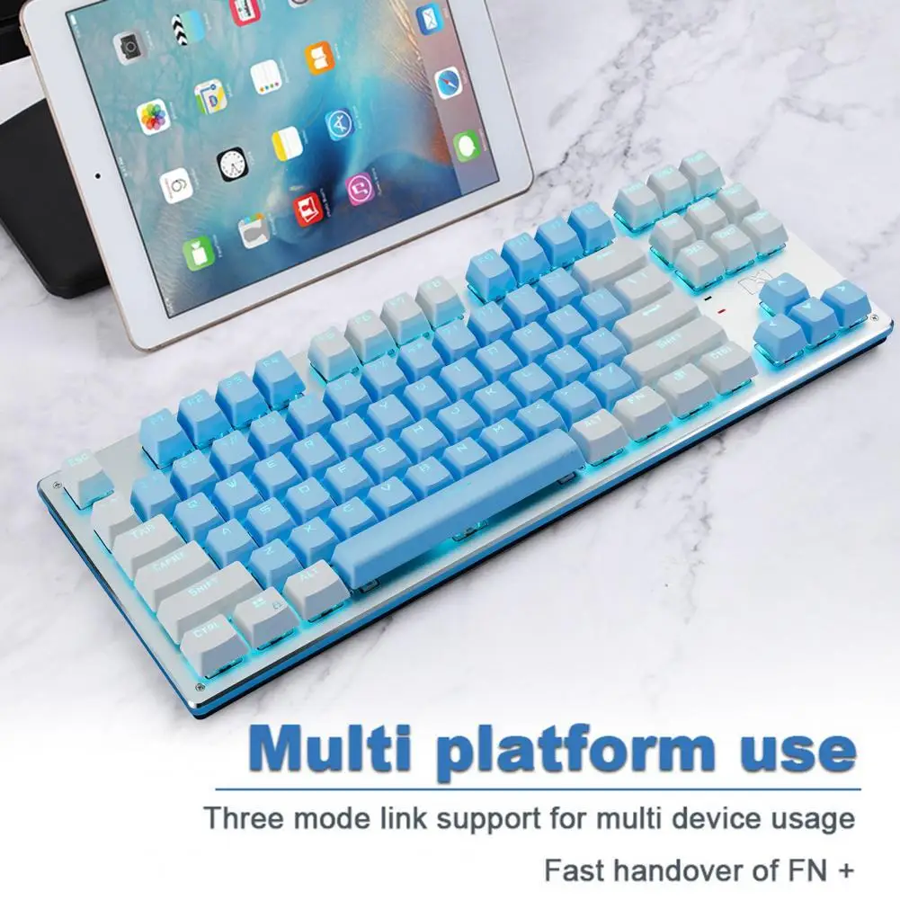 

Wireless Keyboard Stable Transmission Non-delayed Ergonomic 87 Keys 2.4GHz Bluetooth4.0 Type-C Sensitive Keyboard for Office
