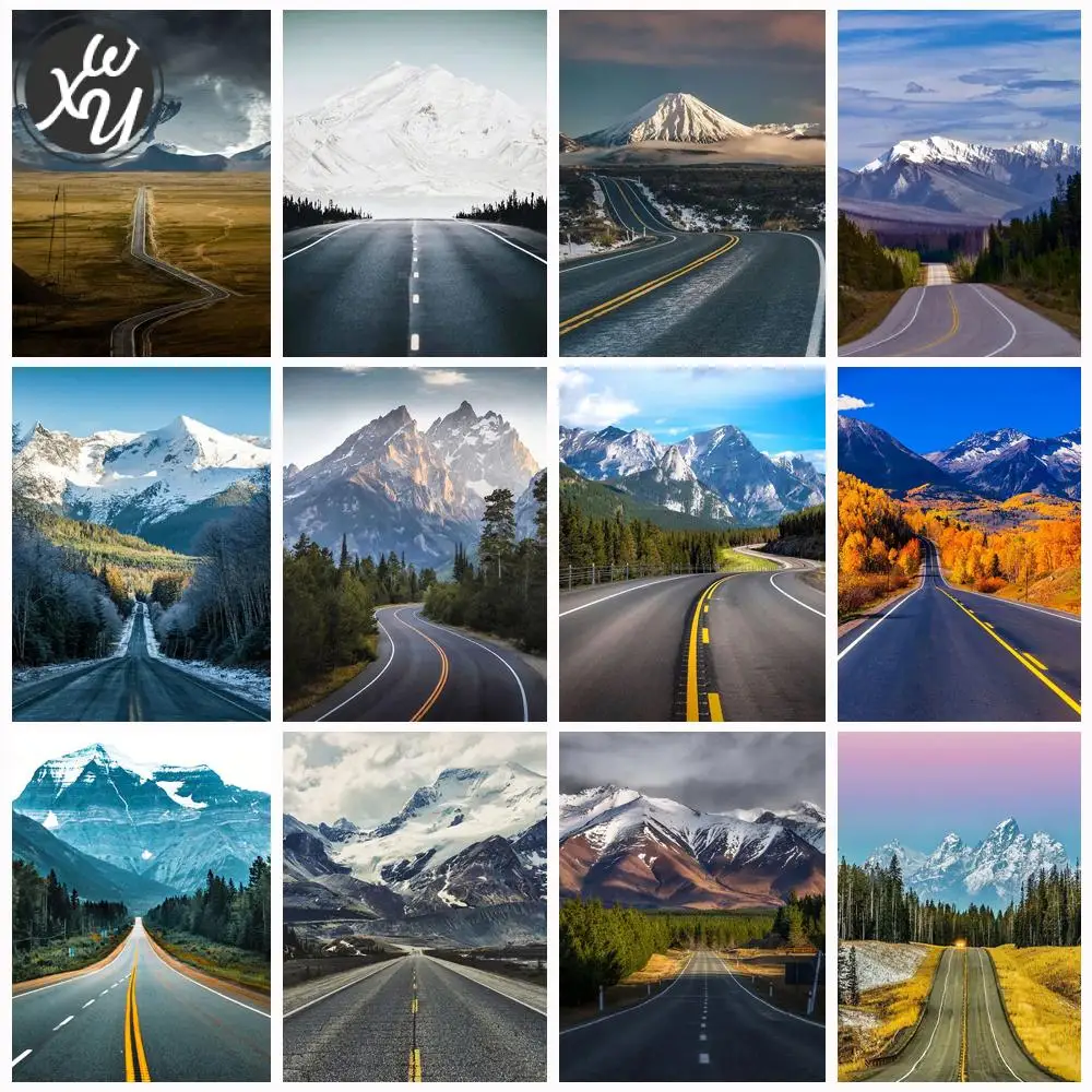 

Mountain Landscape Diamond Painting Full Drill Cross Stitch Kits Highway Scenery Diamond Painting for Adults Full Diamond Decor