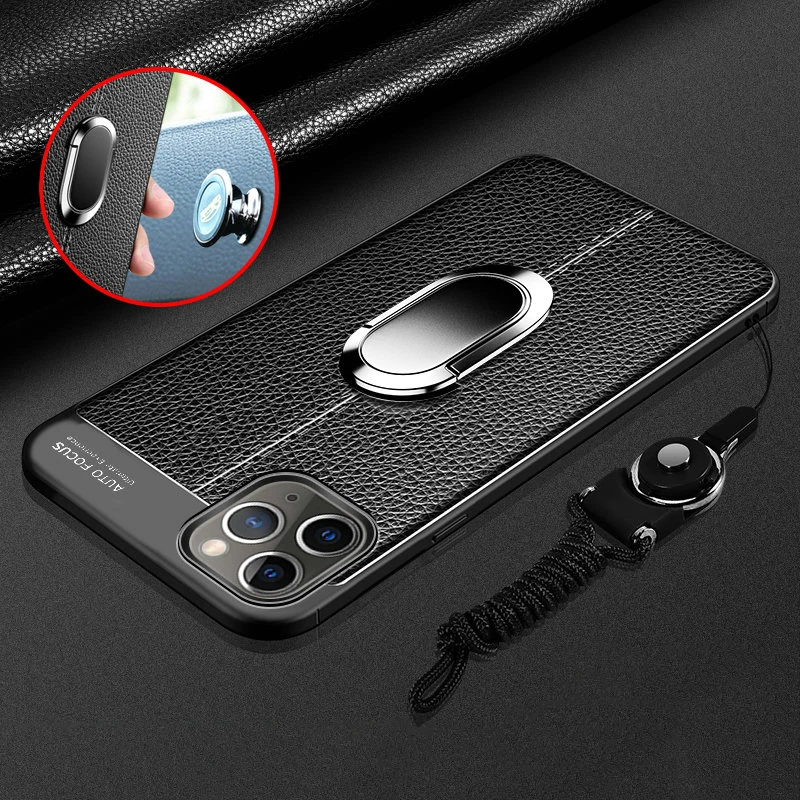OceSap для iPhone 11 Pro Max чехол Роскошный кожаный магнитный кольцевой кронштейн задняя крышка для iPhone X XR XS Max 7 8 Plus чехол Coque