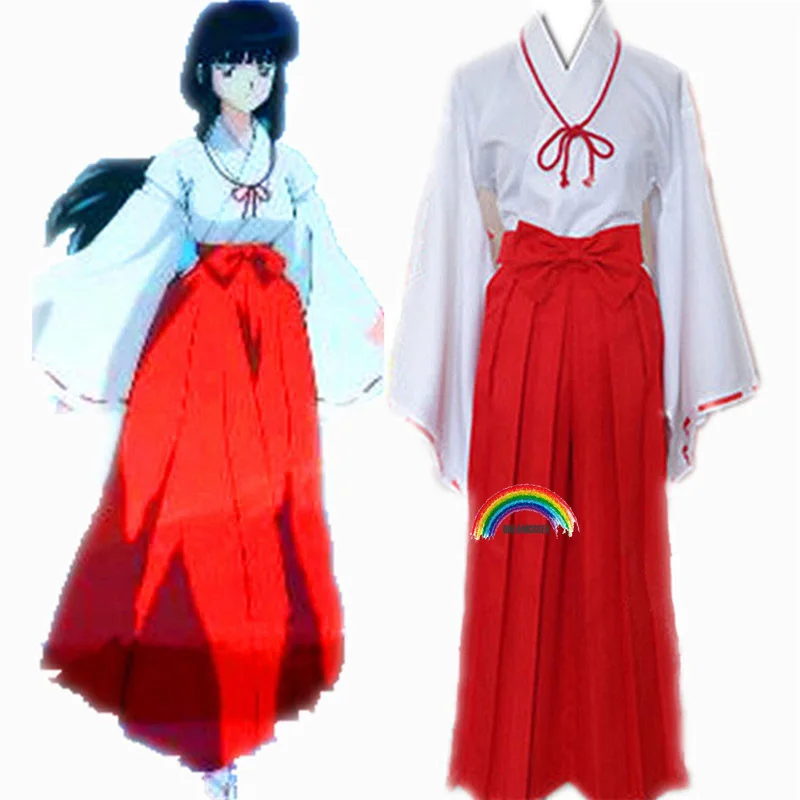 Кимоно в стиле аниме Inuyasha Косплей костюмы Красный японское кимоно Higurashi Kagome Kikyo