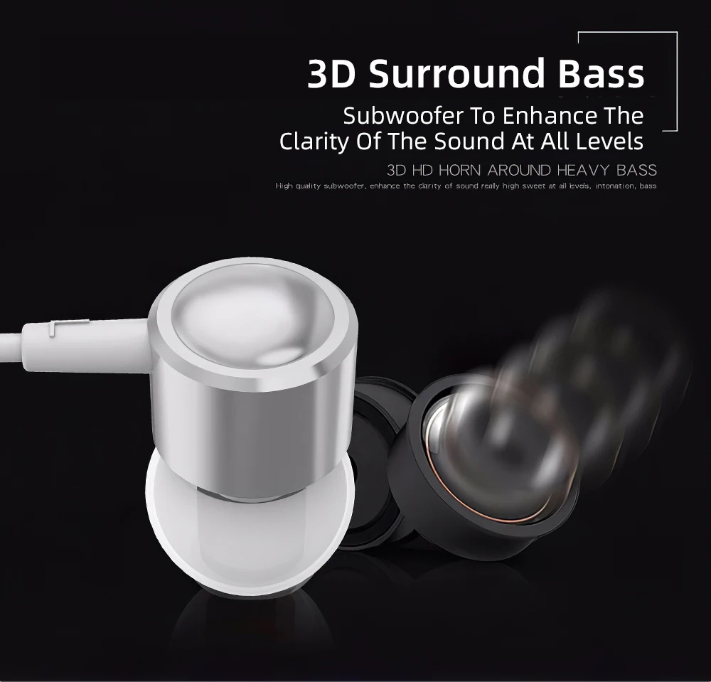 Heavy Bass Wired Earphone Mic In Ear Mobile Phone Surround Sound Quality 3.5MM Jack Music Metal Headsets For Sumsung S10 S9 Plus |