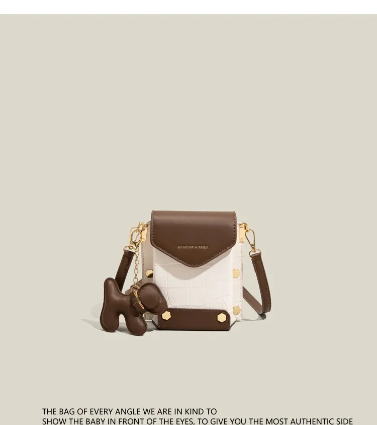 Maxdutti England Style High Street Retro Patchwork Color Contrast Dog Bag Design Messenger Small Square Bag Armpit Women's Bag