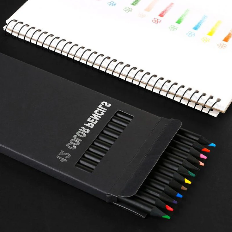 12 шт./компл. студент эскизов Цвет карандаш комплект роскошные черного дерева