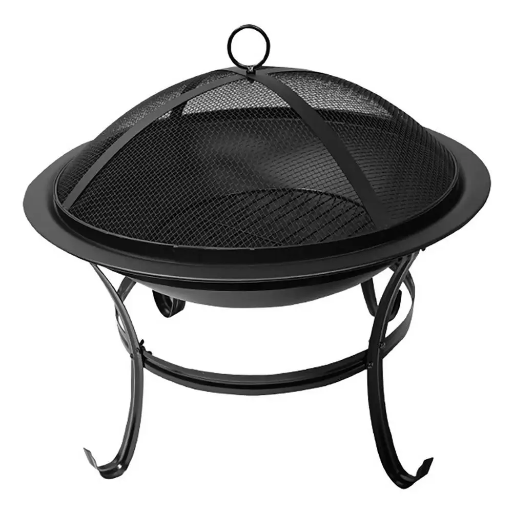 

Wood Burning Firepit Fire Pit Outdoor Portable Firepits For Camping 22in Mesh Spark Screen Round Firepit With BBQ Cooking Grill
