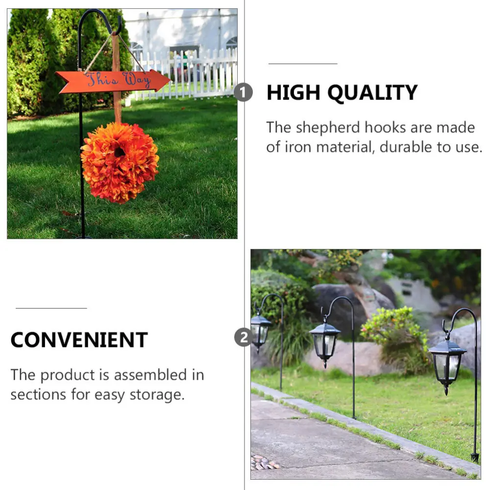 

5pcs Practical Shepherd Hooks Iron Lantern Hangers Multifunctional Garden Hooks