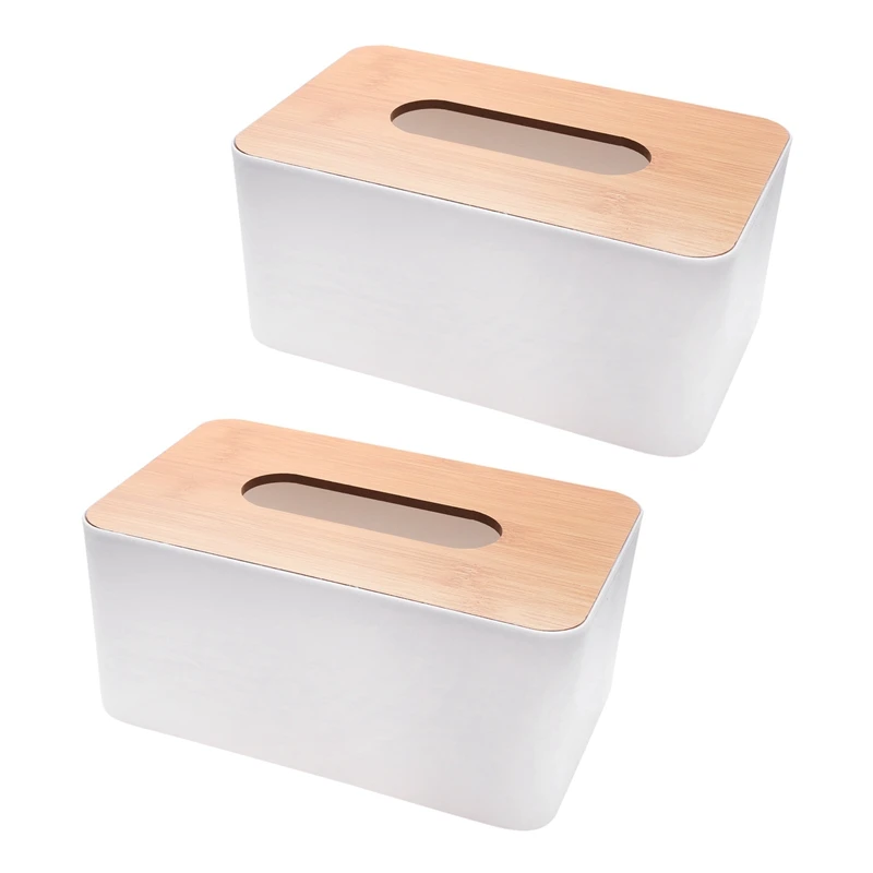 

2X Wooden Tissue Box European Style Home Tissue Container Towel Napkin Tissue Holder Case for Office Home Decoration