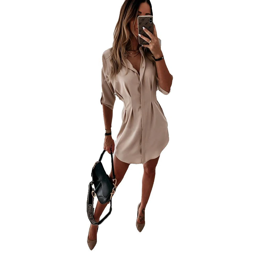 Летняя новинка однотонная женская рубашка на пуговицах с рукавами Wan | Женская