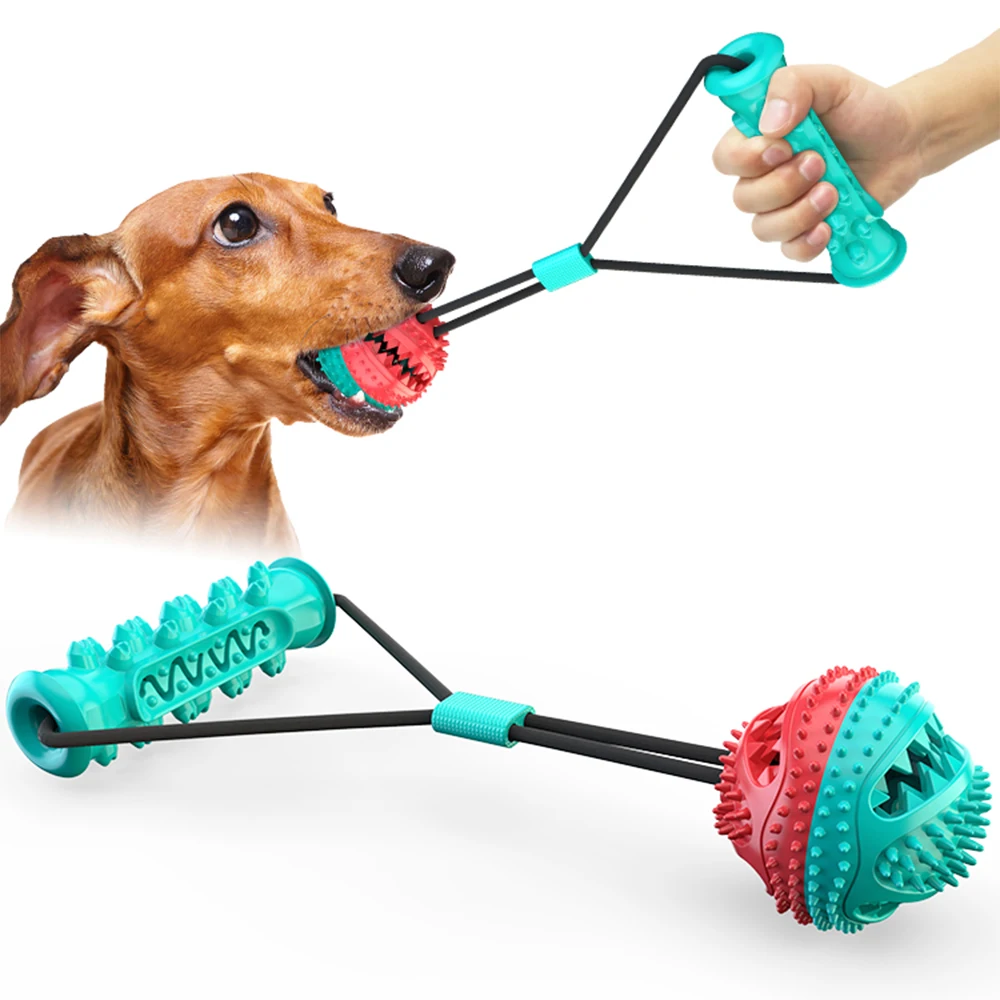 

Dog Interactive TPR Rubber Ball Toys Pet Molar Bite Drag Toy Elastic Ropes Toothbrush Tooth Cleaning Chewing Toy Dog Accessories