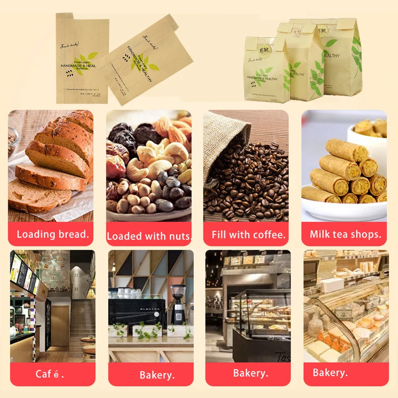 

Multifunction Kraft Paper Bag For Cake Biscuits Breads Coffee Ceans Storage Container Kitchen Tool Baking Takeaway Food Bags