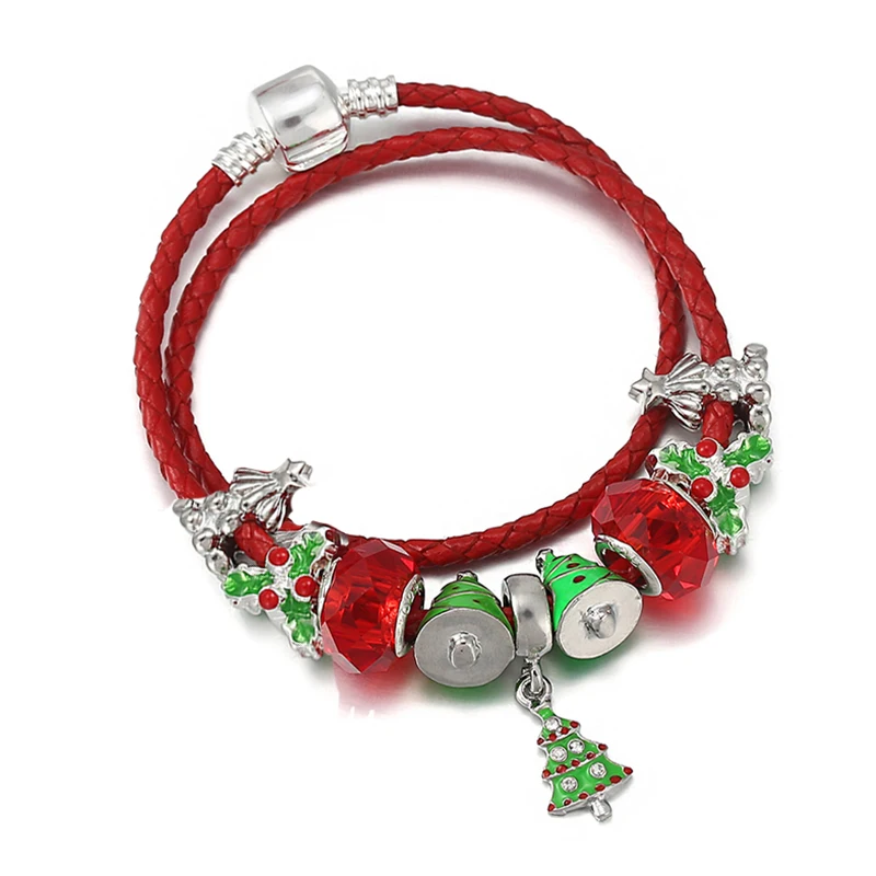 

DIY хрустальные бусины и подвески в виде рождественской елки, подходят для посеребренных змеиных цепочек, очаровательные браслеты для женщи...