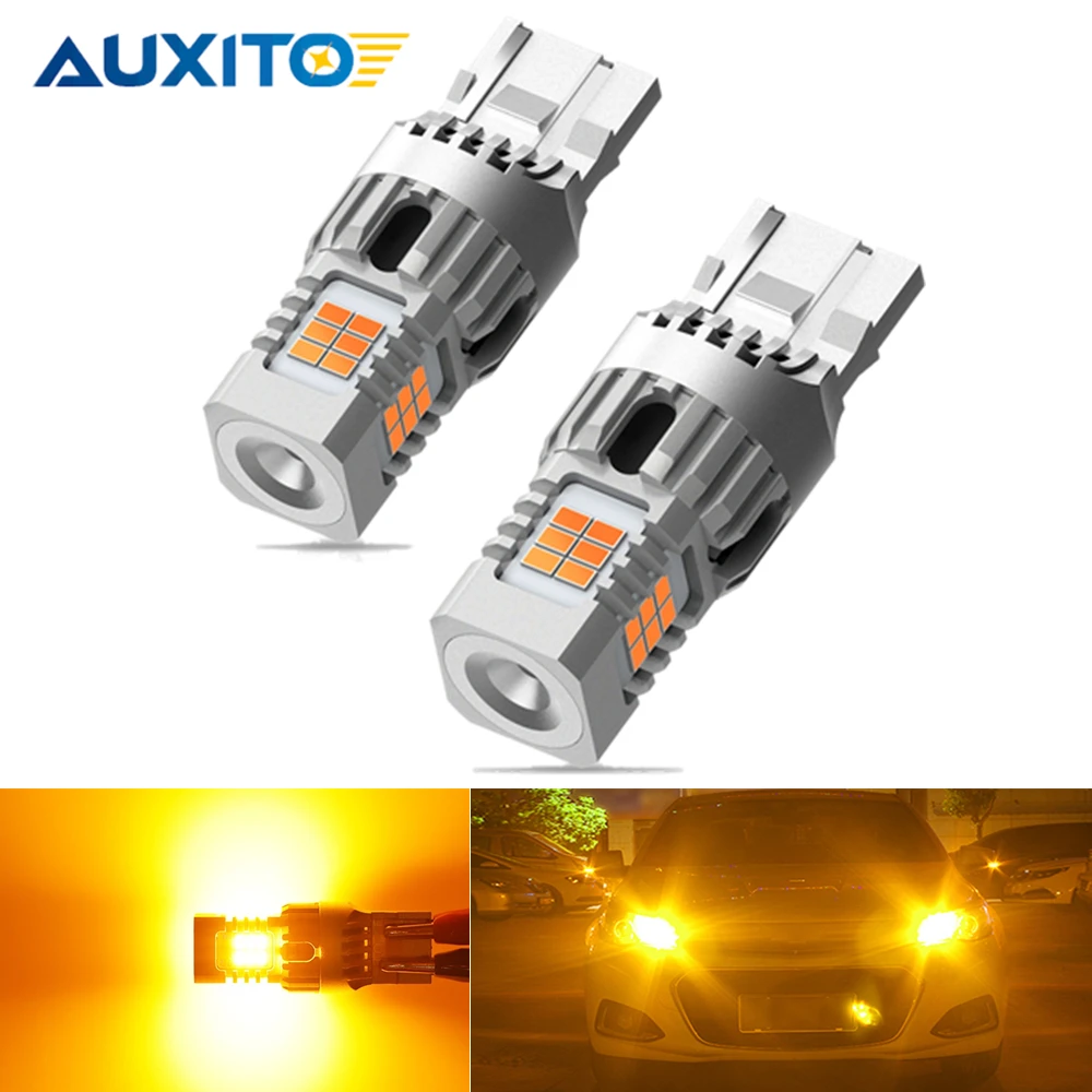 

AUXITO 2x T20 7440 Amber Led Turn Signal Light Bulb W21W LED Canbus Error Free 1156 BA15S P21W LED Lamp For Toyota Camry 40