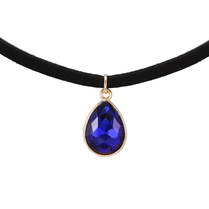 Горячее предложение Кручёные ожерелья BIJOUX обычный черный бархатный Кожа Капли