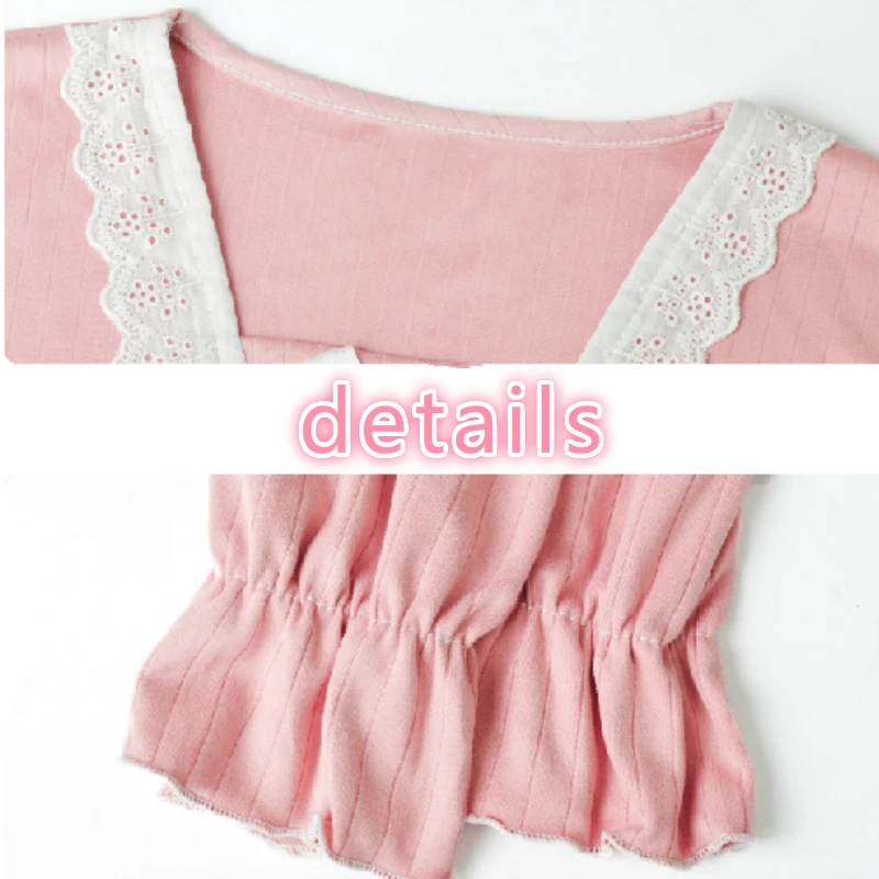 

Women Pajama Sets Lace Square Collar Long Sleeve and Pants Sleepwear Korean Style Sweet Casual Home Lounge Female Elegant Soft