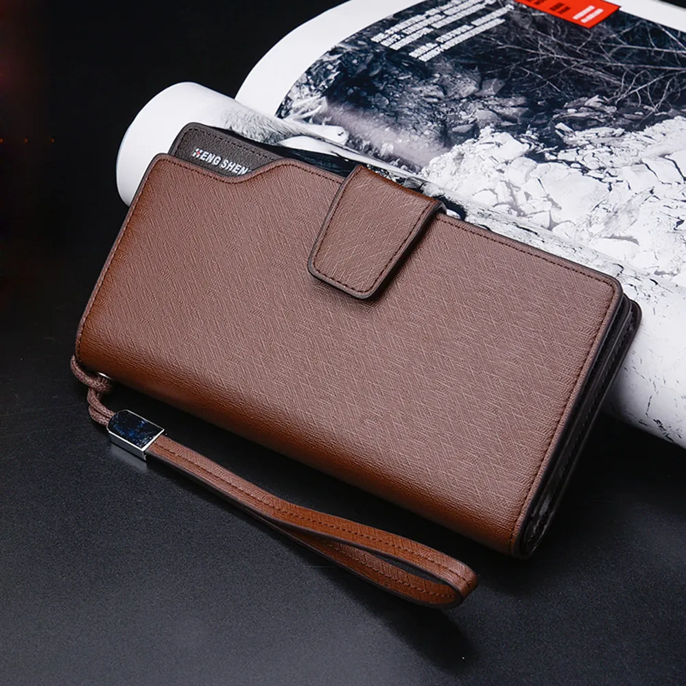 Высококачественный кожаный Длинный кошелек для мужчин мужской клатч на молнии