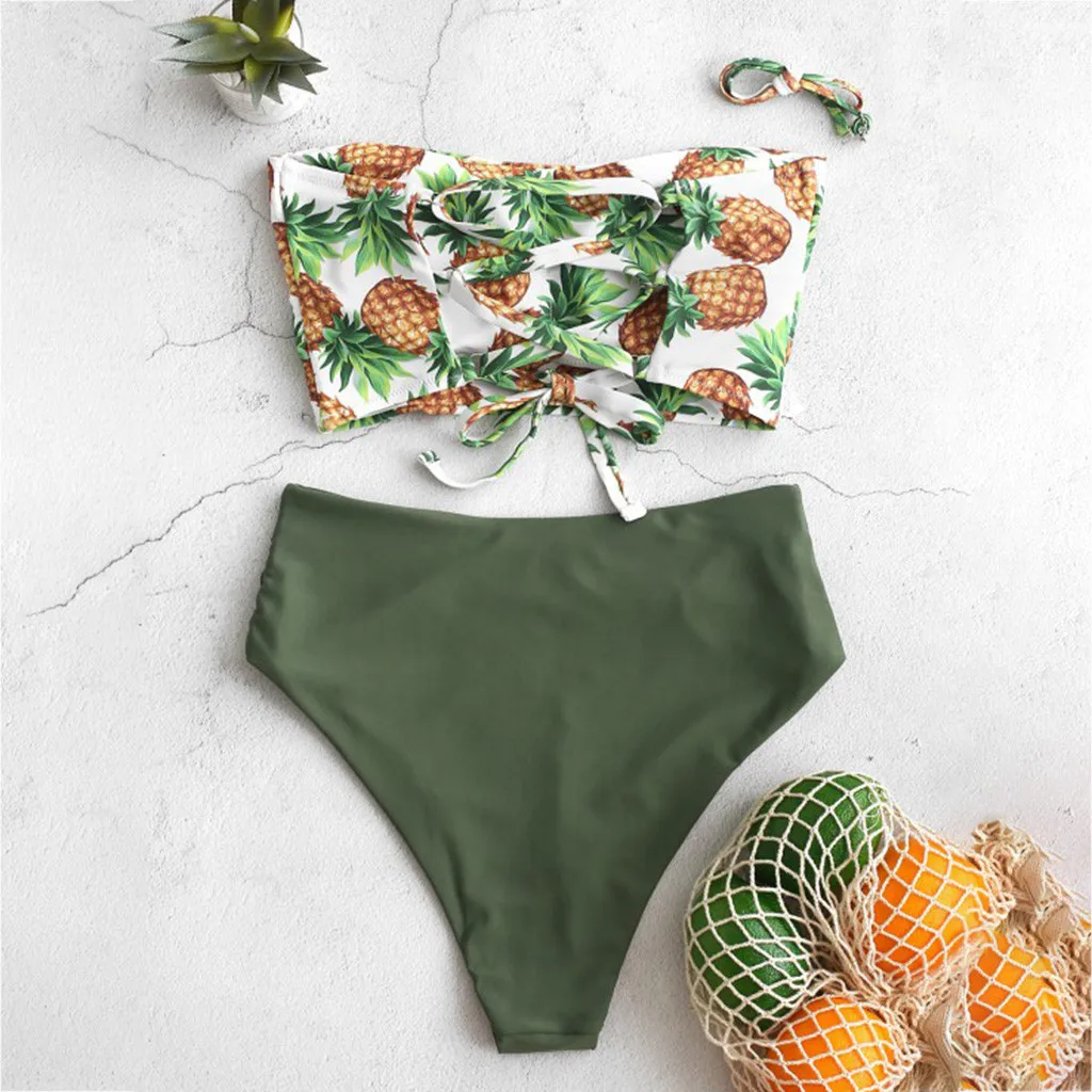 SAGACE 2020 новинка высокая талия бикини маленький цветочный принт Раздельный ремень