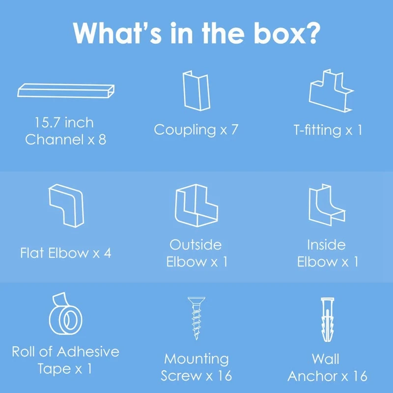 

Cable Concealer, Cord Cover Raceway Kit, CMC-02 Wire Cover for Mount TV, 125 Inch Cable Hider Channel for Home Office