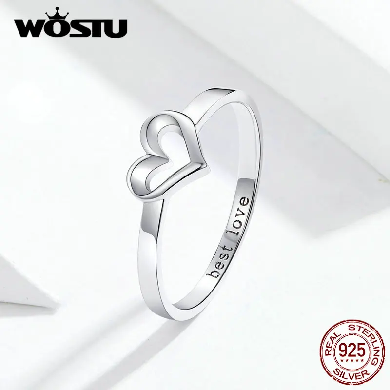 Женское кольцо из стерлингового серебра 925 пробы WOSTU простой дизайн серебристый