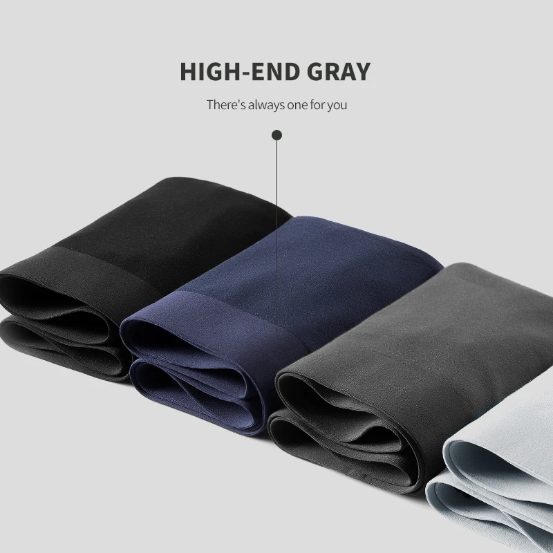 MiiOW 3PCS Men Pute Cotton Boxers No Trace Elastic Belt 3A Grade Antibacterial Pure Cotton Breathable Soild Male Panties