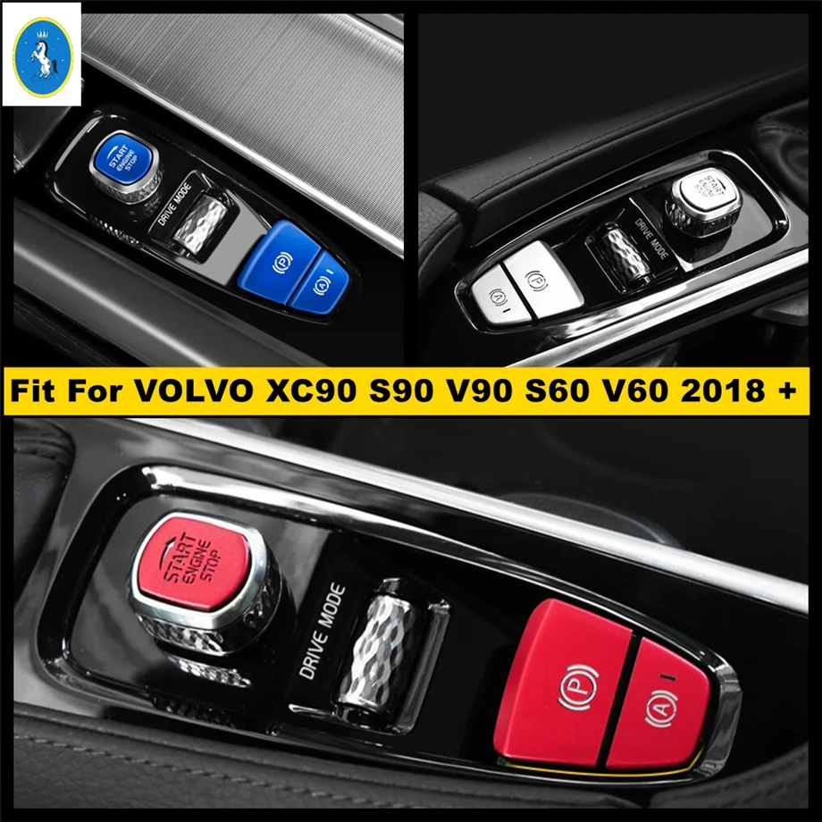 

Red / Blue / Silver Car Start Stop Engine Push Button Decoration Panel Cover Trim Fit For VOLVO XC90 S90 V90 S60 V60 2018 - 2021