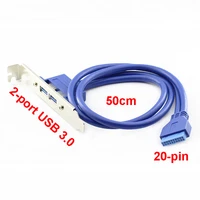 2 ports usb 3 0 female back panel to motherboard 20pin header connector cable adapter with pci slot plate bracket 50cm