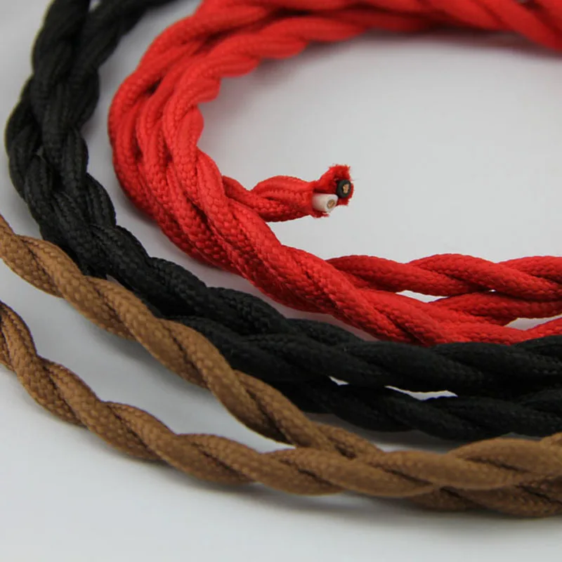10M Retro Chandelier Braided Electrical Wires 2*0.75mm Double Copper Wire for Bar Restaurant Personality DIY Light Fixtures Line |