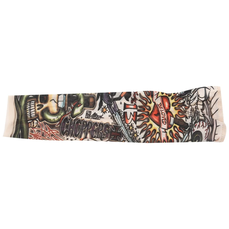 

New Heart Skull Stretchy Temporary Tattoo Arm Sleeve Stocking for Child