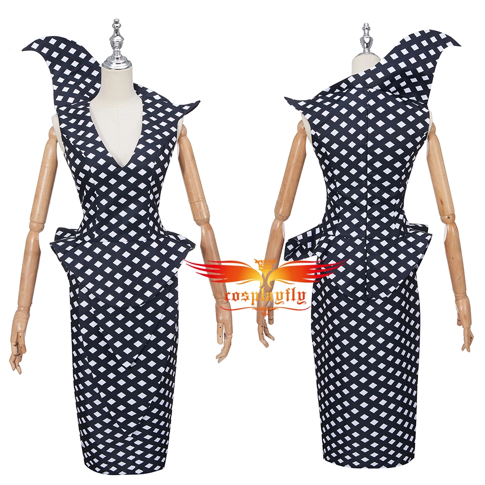 Anime Coraline Cosplay Costume Adult Women Sexy V Neck Dress for Party Two Pieces Outfits Ruffles Top Polka Dots Skirt Halloween