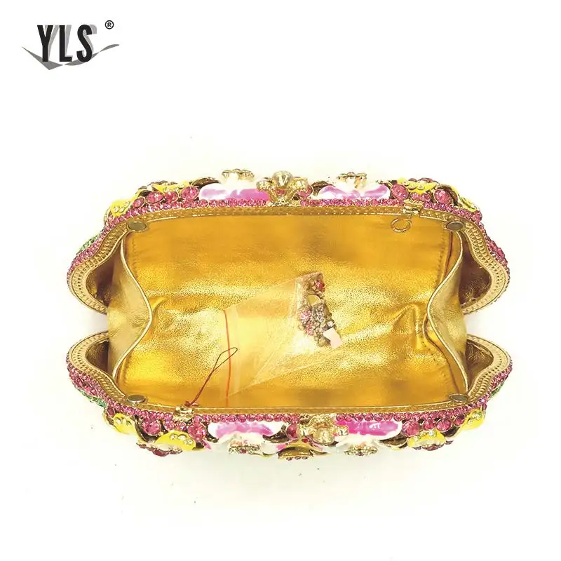 YLS, женские роскошные стразы, клатч, кошелек, модный цветок, кристалл, вечерние сумки, для коктейля, свадьбы, вечеринки, сумочка для выпускного вечера
