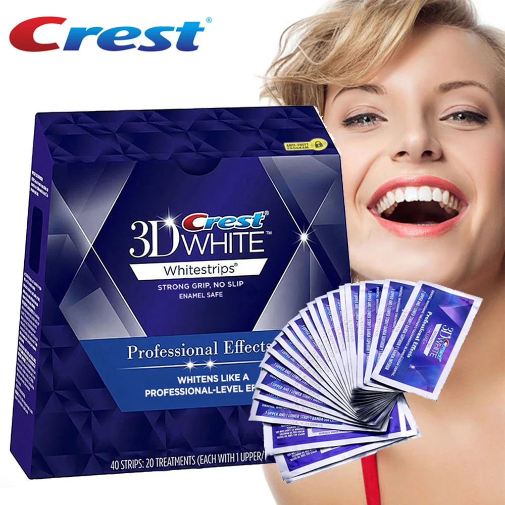 Crest 3D Whitestrips профессиональный комплект для отбеливания зубов Гигиена полос для полости рта Отбеливание Зубов 20 мешков/коробка или 10 мешков/NoBox