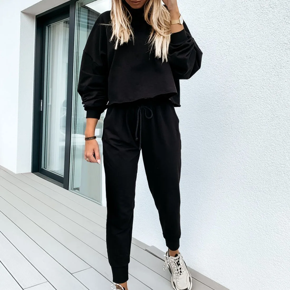 2020 Повседневная однотонная Пижама Женский костюм с капюшоном домашний свободный