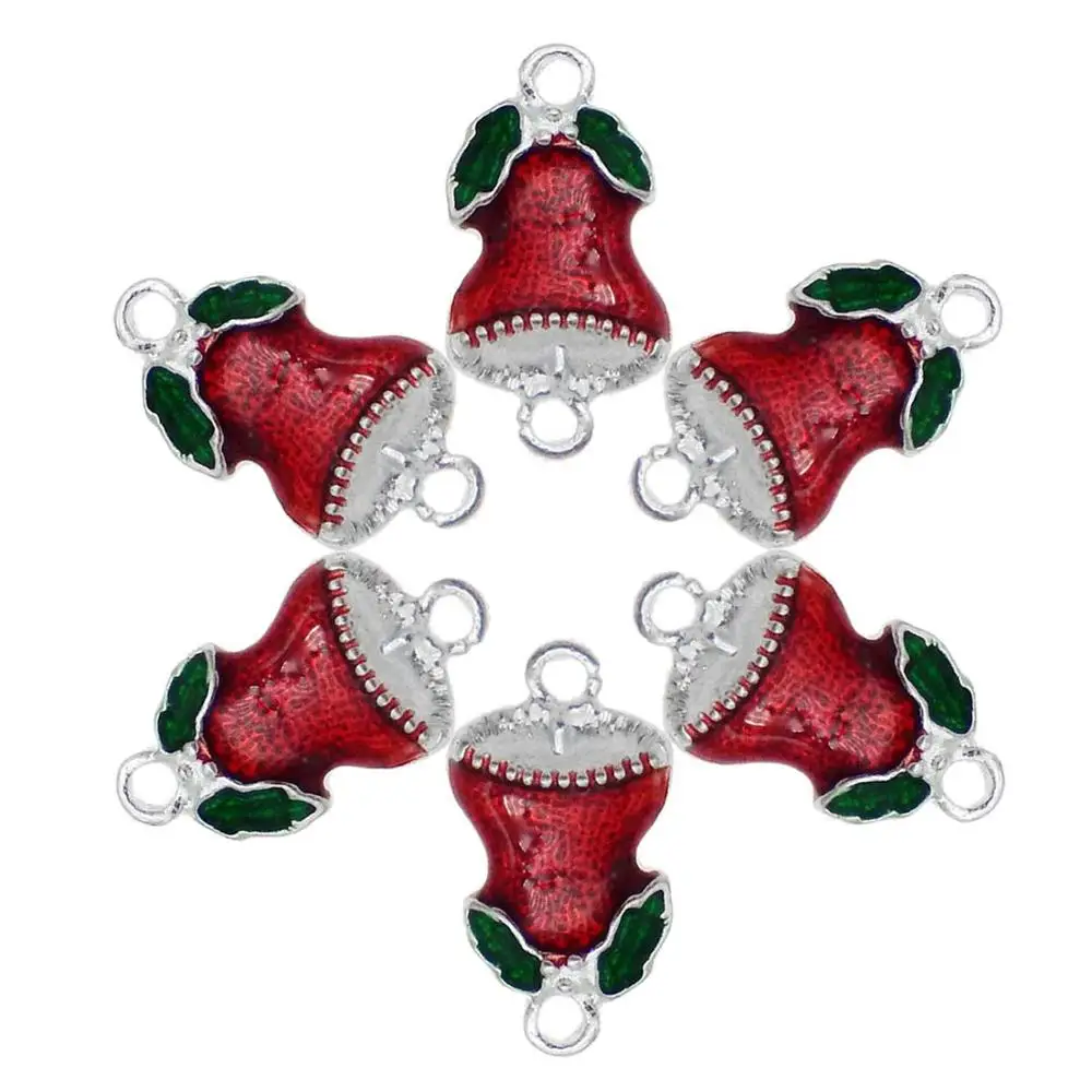 

10pcs Creative Cute Bell Necklace Pendant Christmas Hanger Bracelet Charm Connector 19*11mm Jewelry Accessories Crafts 52153