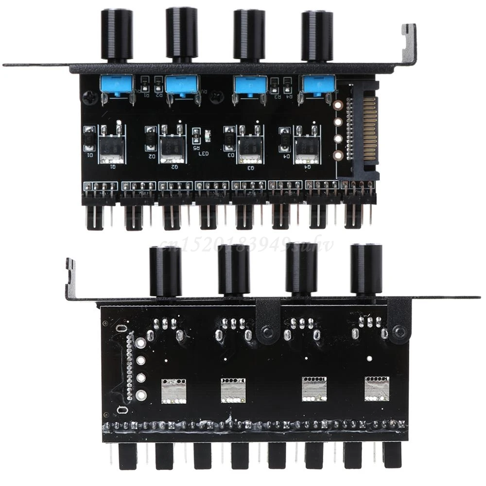 

Вентилятор для ПК, 8 каналов, 4 ручки, контроллер скорости вентилятора для ЦП, чехол, HDD, VGA, PWM, Вентилятор кронштейн PCI, 12 В, блок питания
