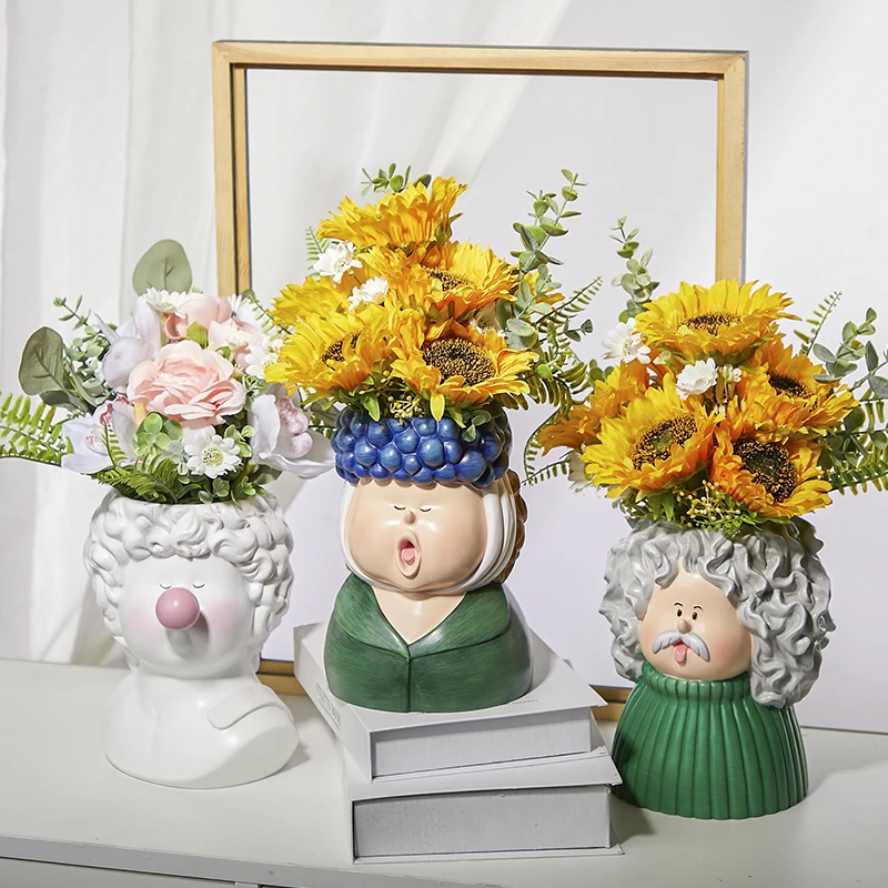 

Y.DSHH Celebrity figures Creative Vases Hydroponic Shape Planter Flower Pot Flowerpot Resin Bonsai Pots Home Garden Decoration