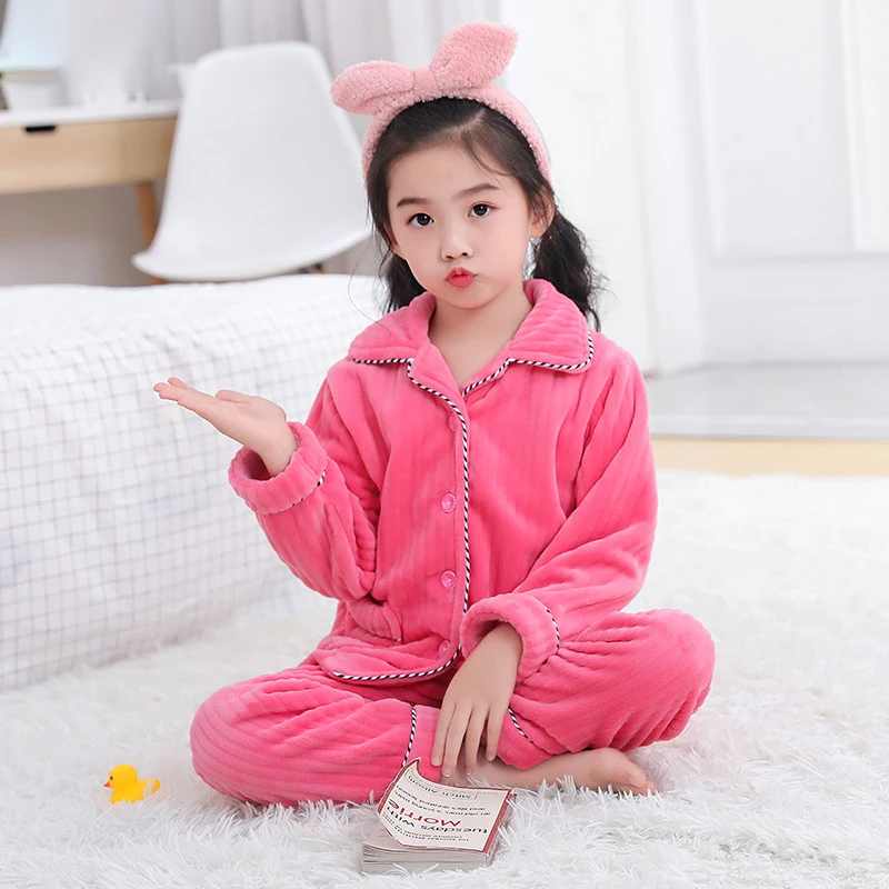 

Children's Pajamas Baby Home Clothes Set Boys And Girls Extra Thick Warm Pajamas